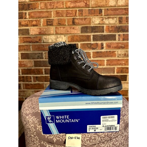 White Mountain Womens Sandro Faux Leather Closed Toe Ankle Combat Boots Black 7M - Picture 7 of 7